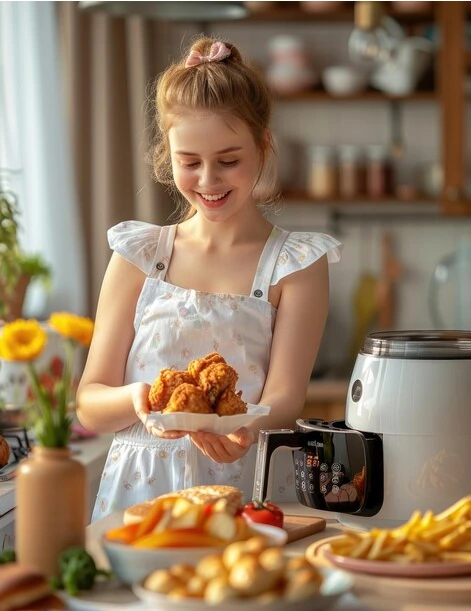 Homemade Chick-fil-A grilled nuggets served with dipping sauce and vegetables on a white plate