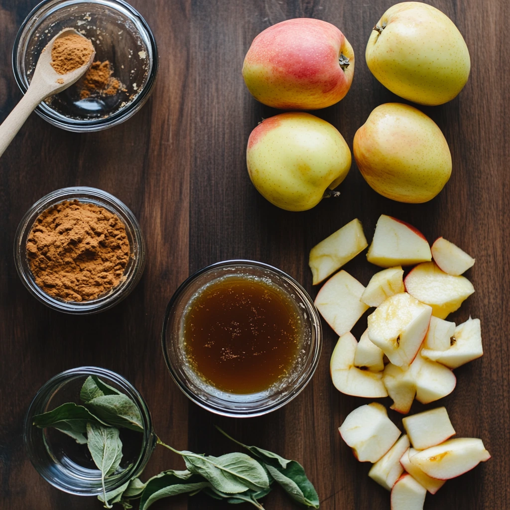 Caramelized apple slices cooking in a skillet with butter and cinnamon