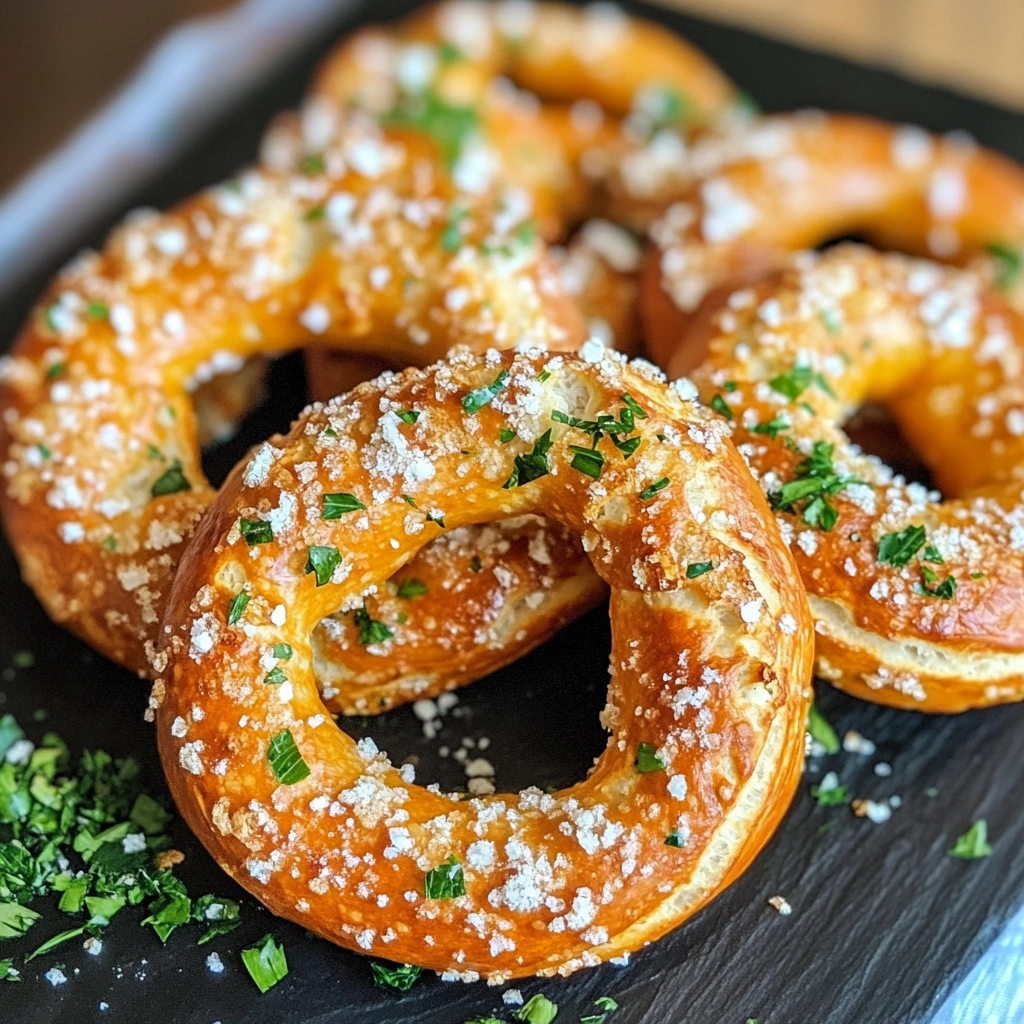 Golden brown crunchy ranch pretzels seasoned with herbs and spices in a serving bowl