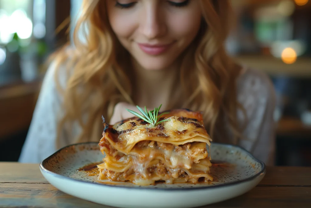 Classic homemade lasagna made with Ronzoni pasta, layered with rich meat sauce and melted cheese.