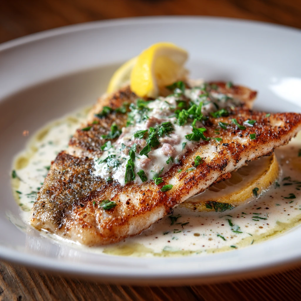 Grilled speckled trout fillet with fresh herbs and citrus zest