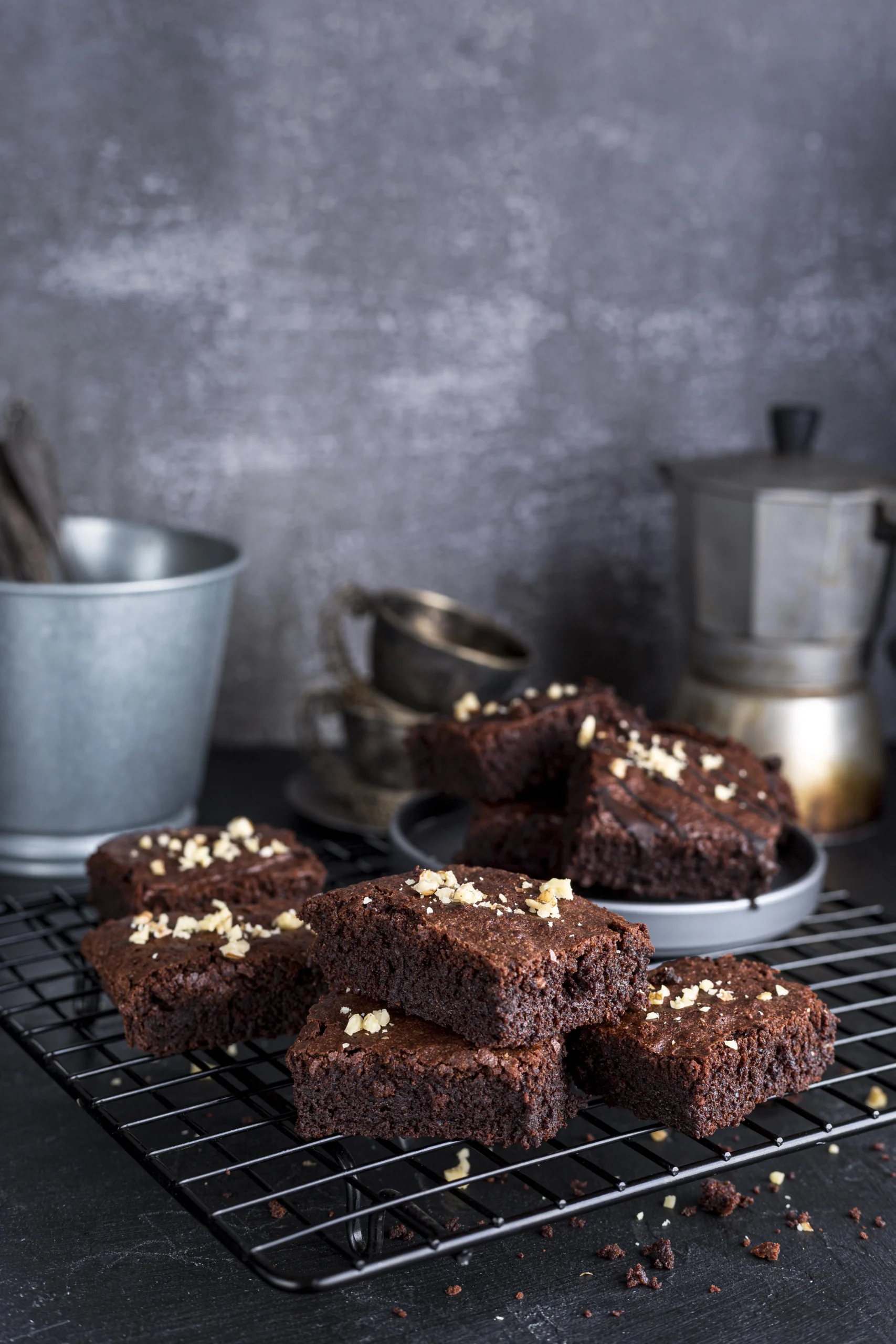 Freshly baked weed brownies on a plate with a rich chocolate topping