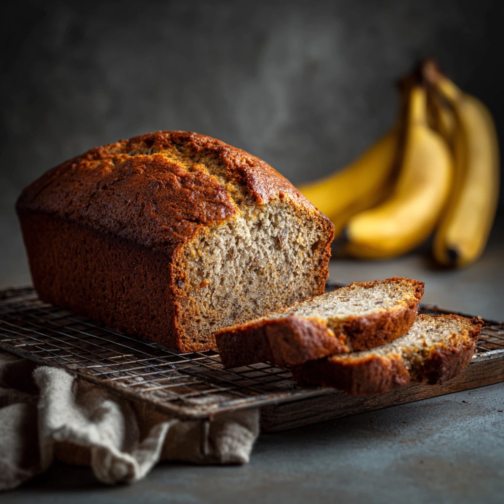 Deliciously moist gluten-free banana bread sliced and ready to serve
