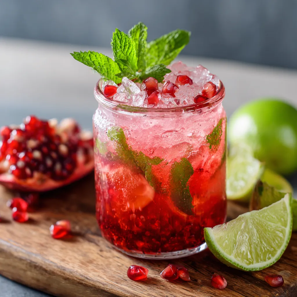 Refreshing Transfusion cocktail with vodka, grape juice, and ginger ale served with ice and lime wedge