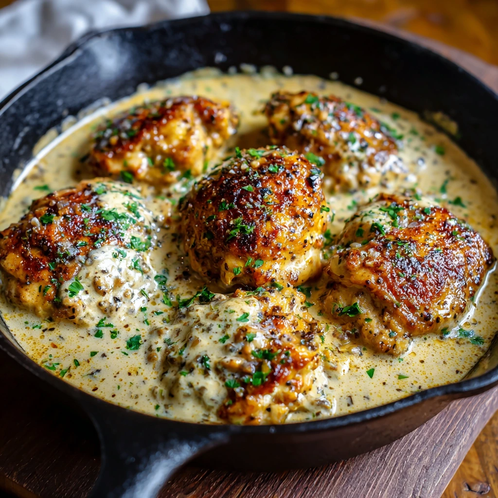 Creamy Marry Me Chicken served in a skillet with sun-dried tomatoes and fresh basil.