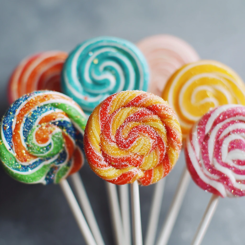 Colorful homemade lollipops on a wooden table, perfect for a sweet treat
