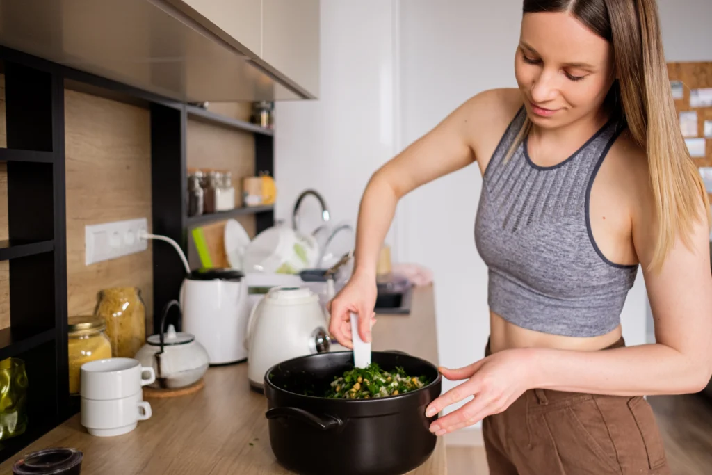 Vegan crockpot stew with vegetables served in a bowl