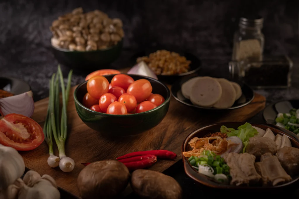 Authentic 1905 Salad with crisp lettuce, Swiss cheese, ham, olives, and homemade dressing served in a rustic bowl