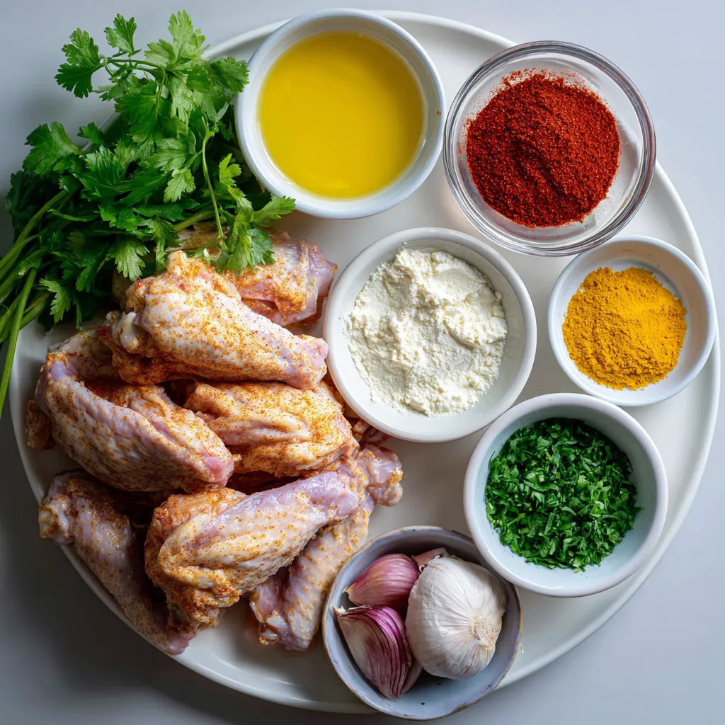 Spicy Cowboy Butter Chicken Wings served on a rustic wooden platter, garnished with fresh herbs.