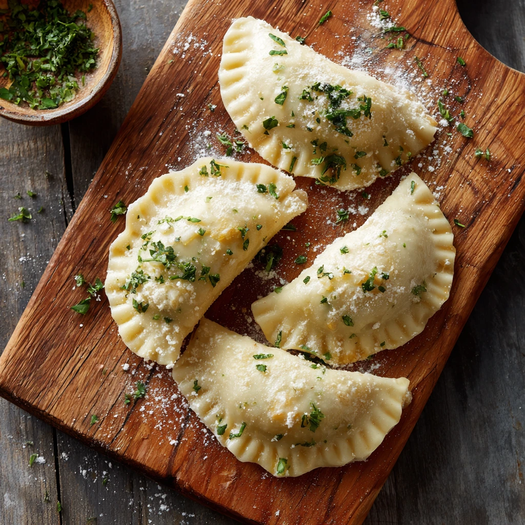 Traditional pierogi dough ingredients and preparation process, showcasing flour, eggs, and water.