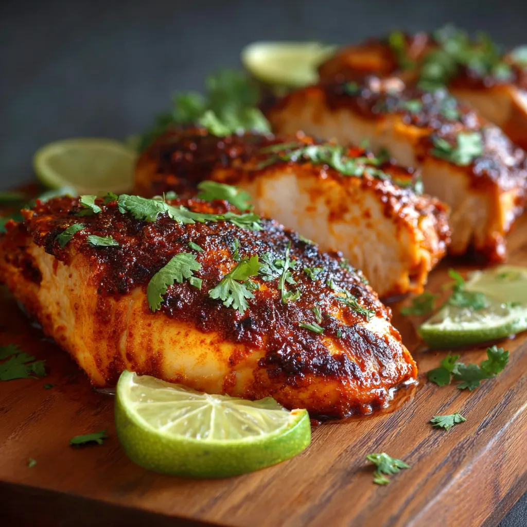 Baked chipotle chicken served with roasted vegetables on a white plate