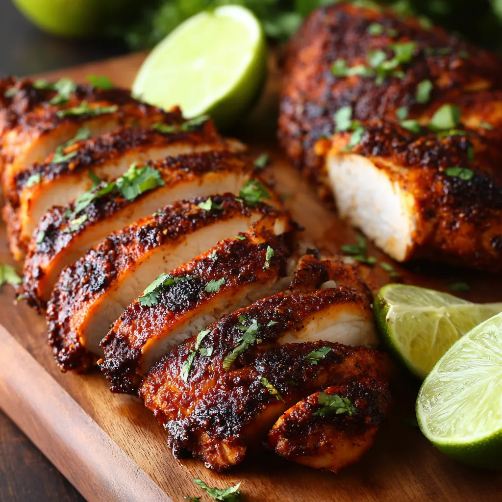 Baked chipotle chicken served with roasted vegetables on a white plate