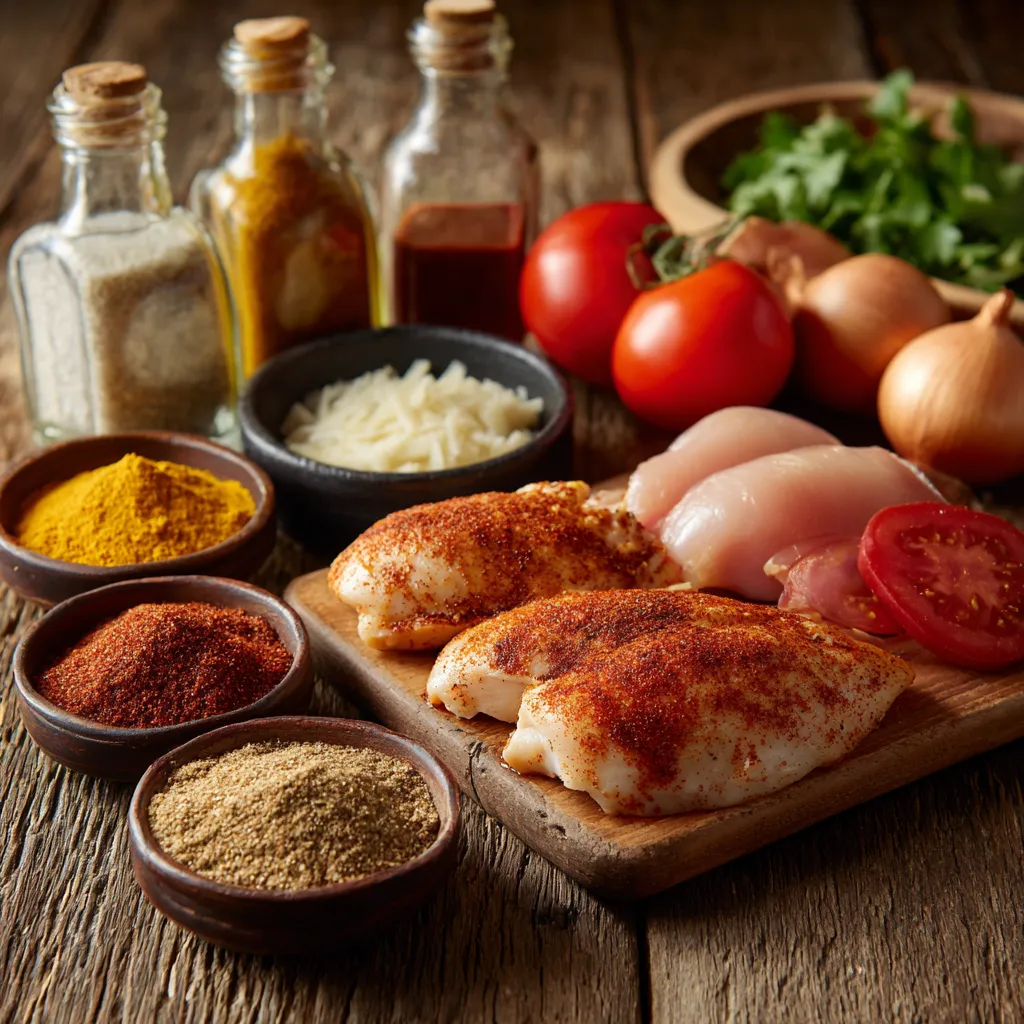 Baked chipotle chicken served with roasted vegetables on a white plate