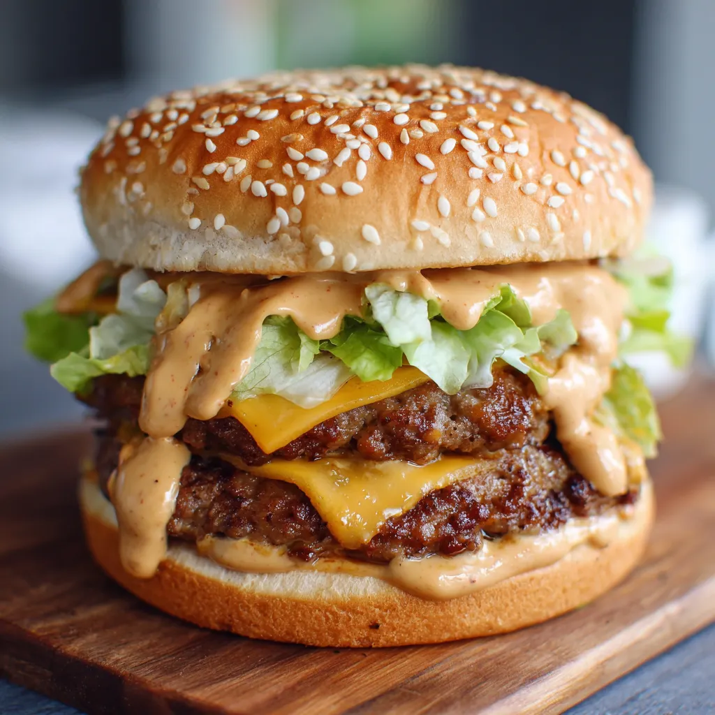 Homemade Copycat Big Mac Sauce in a small bowl with a spoon, ready to serve on burgers or sandwiches
