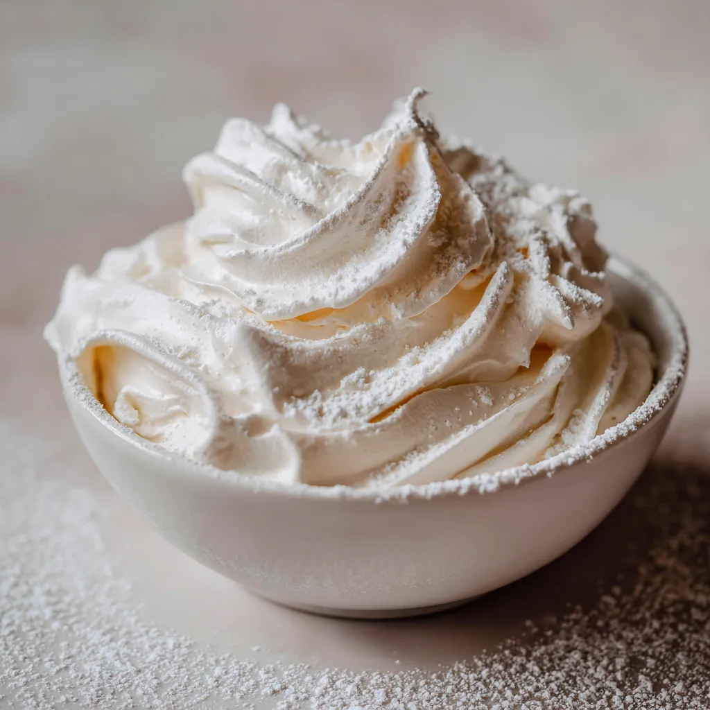 Whisk lifting glossy fluffy meringue peaks made at home in a glass bowl