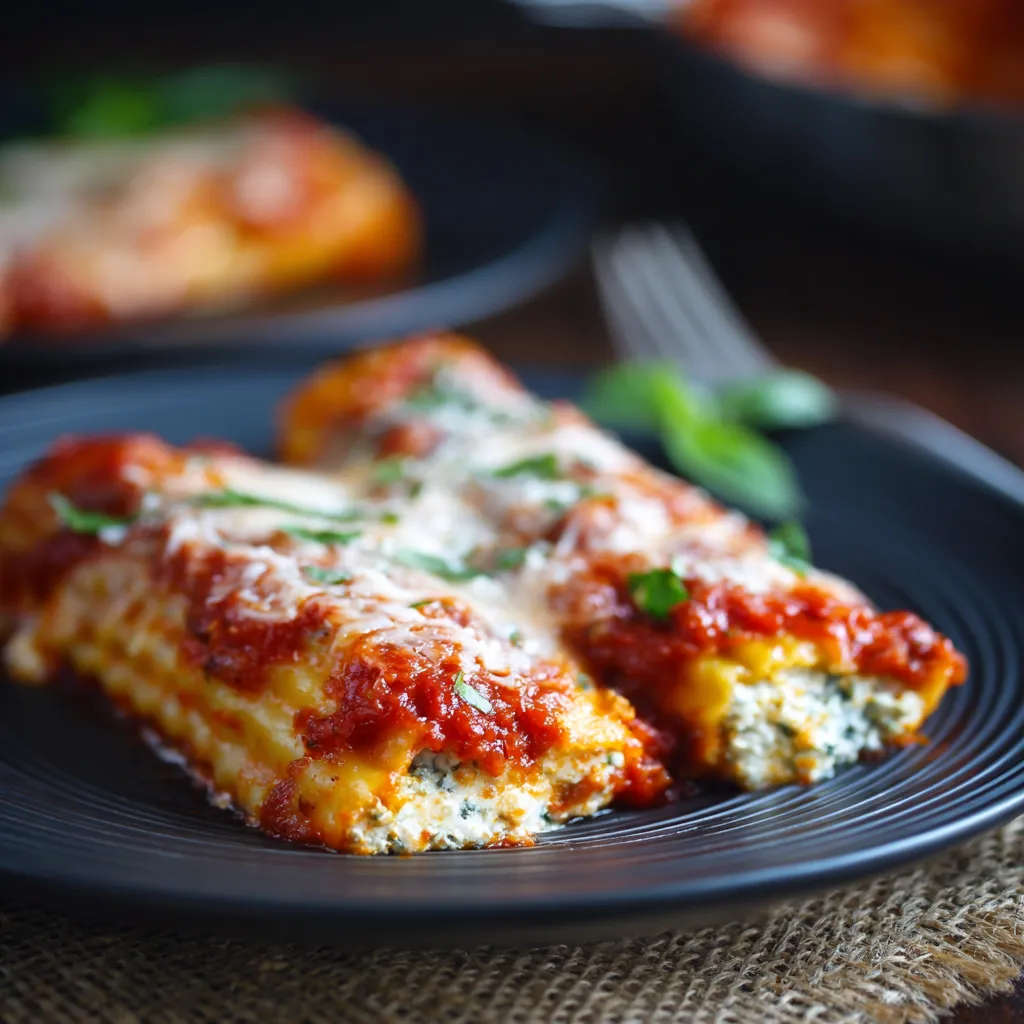 Perfect baked manicotti filled with creamy ricotta cheese and topped with golden melted mozzarella and rich tomato sauce