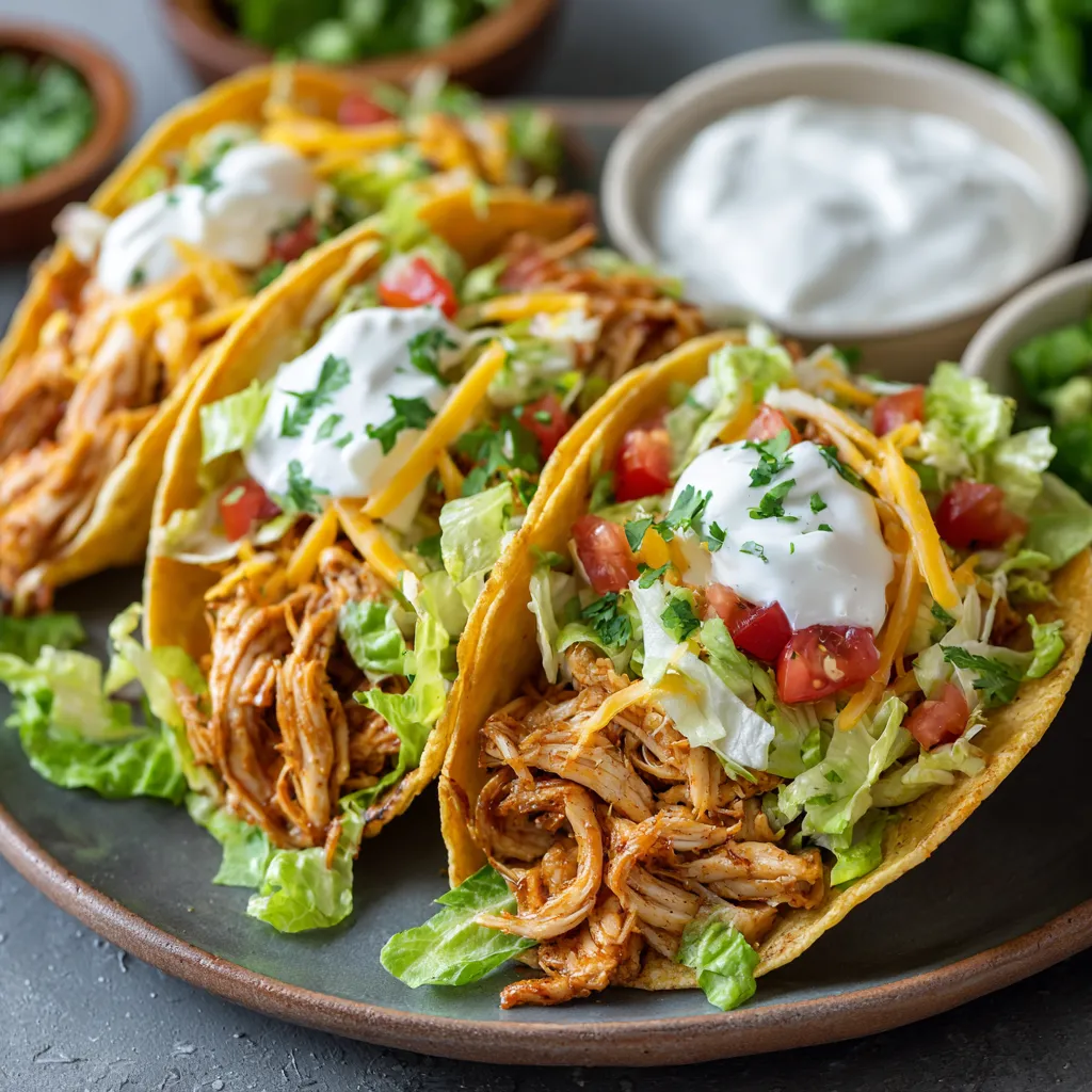 Delicious shredded chicken served for tacos, salads, and other dishes, seasoned to perfection