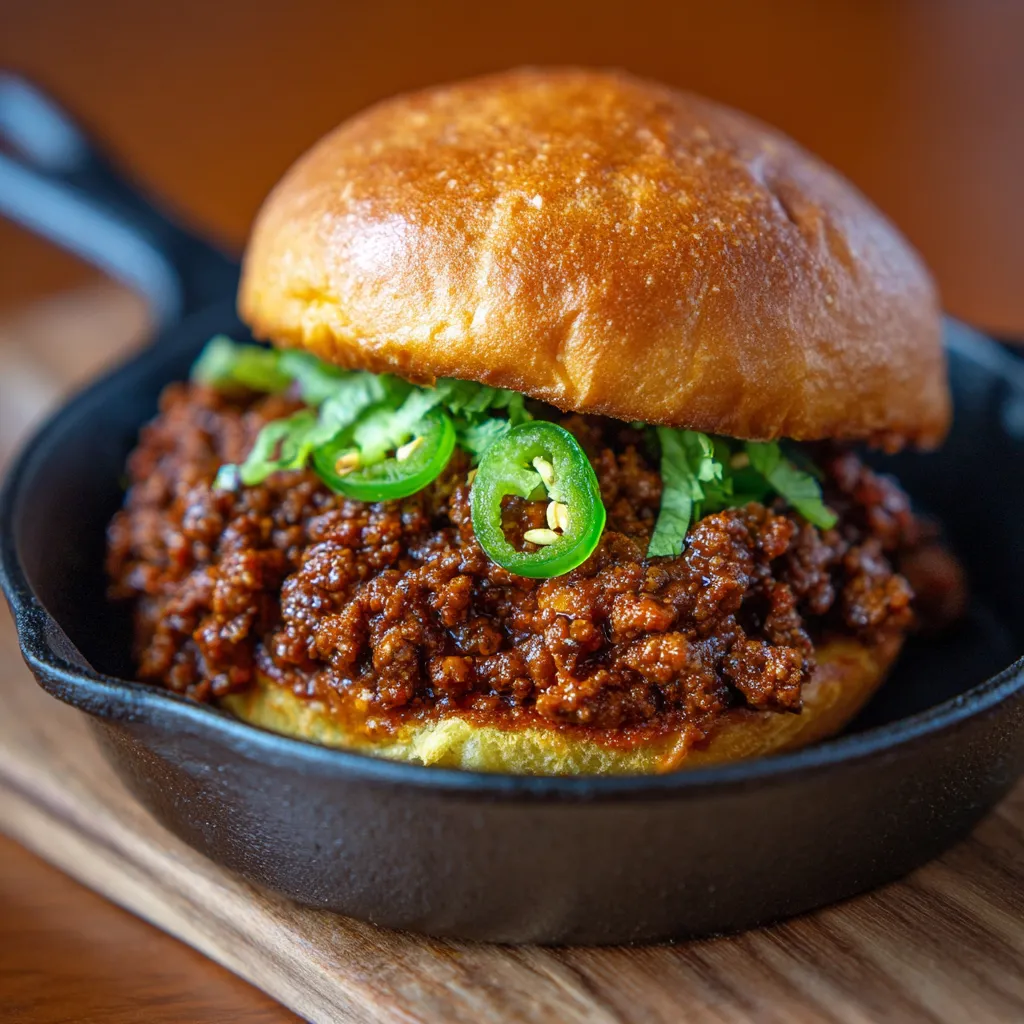 Quick and easy 3-ingredient sloppy joe served on a toasted hamburger bun