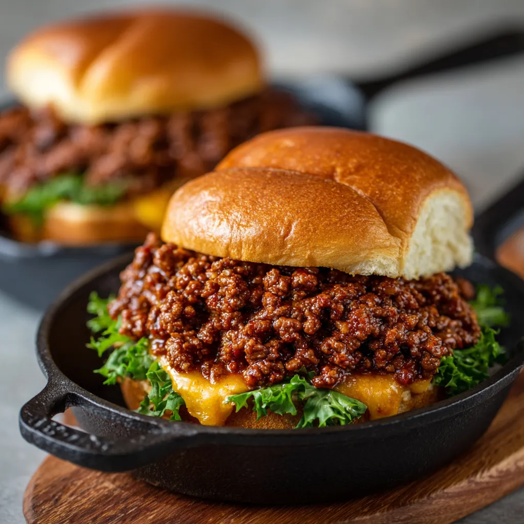 Quick and easy 3-ingredient sloppy joe served on a toasted hamburger bun