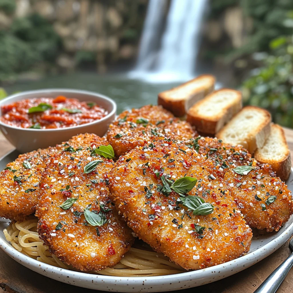 Chicken Cutlet Recipe
Golden crispy Italian-style chicken cutlets with Panko breadcrumbs on a plate, garnished with lemon wedges and fresh parsley.