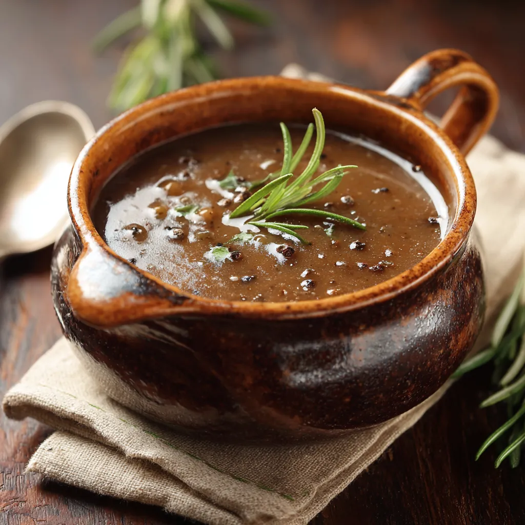 Brown Gravy Recipe
One-pot brown gravy in a saucepan, rich and silky, ready to pour over mashed potatoes