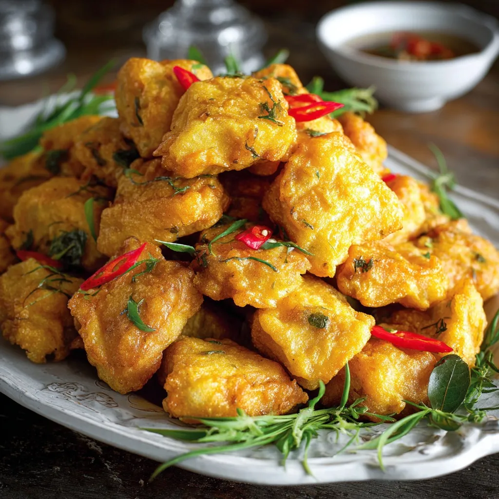 Fried Tauhu
A plate of golden fried tauhu, freshly cooked to perfection. Crispy, golden brown, and served with a tasty dipping sauce, perfect for any snack or side dish.
