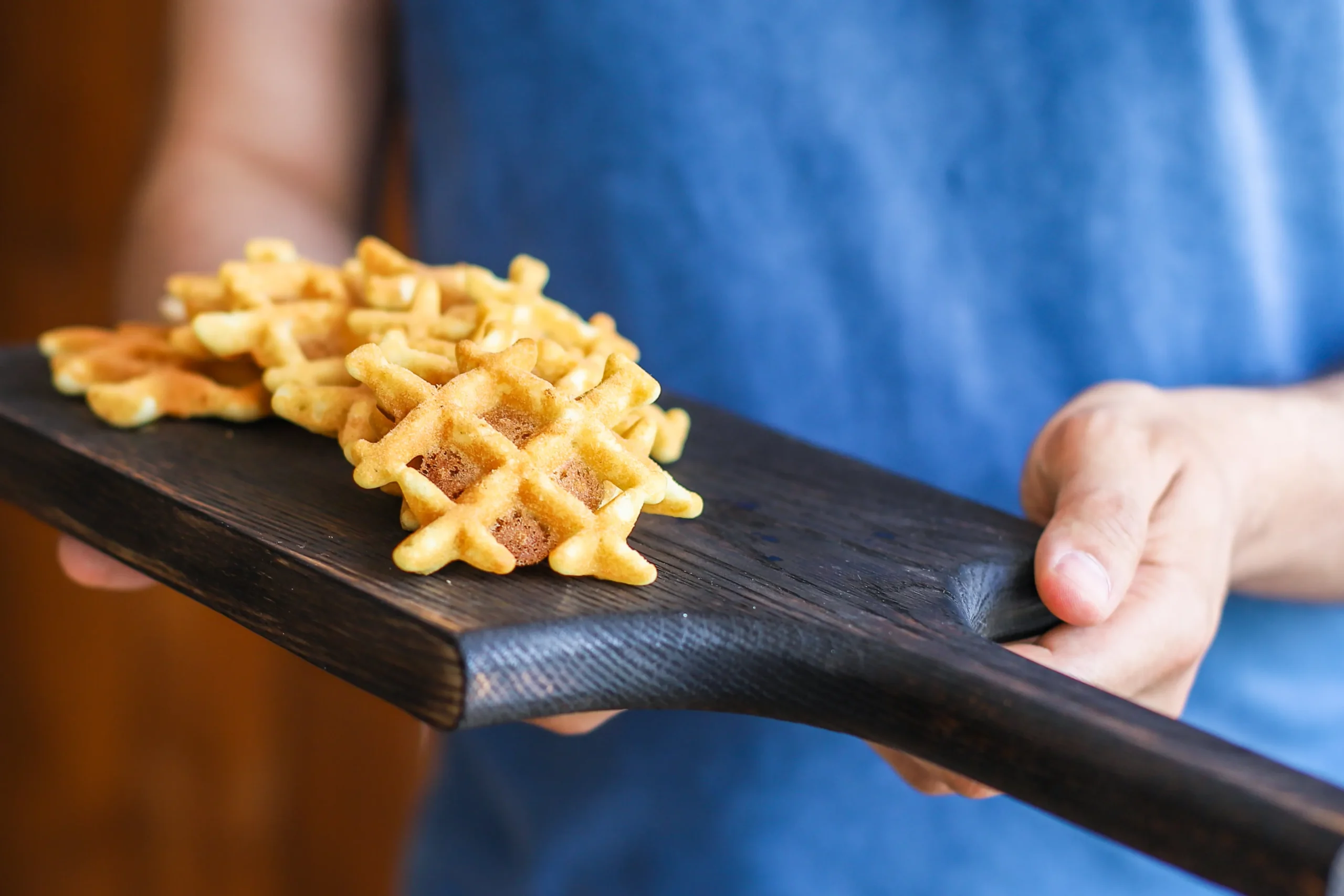 Homemade Chick-fil-A style waffle fries freshly cooked until golden and crispy
