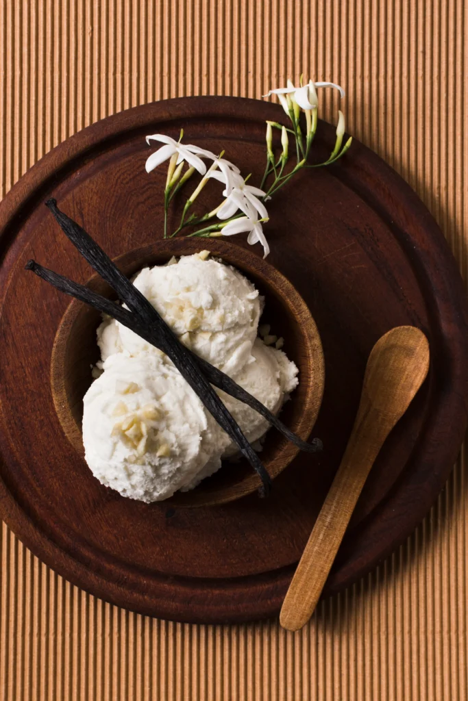 Simple homemade vanilla ice cream in a bowl with a creamy, smooth texture.