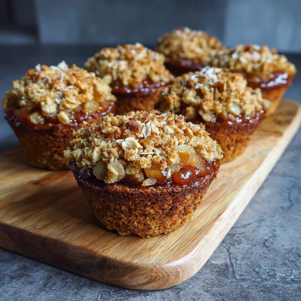 Spiced apple and oat crumble cups baked until golden, with tender apples, warm spices, and a crunchy oat topping