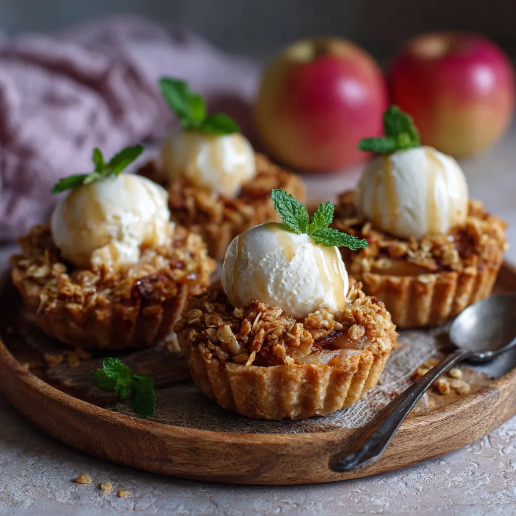 Spiced apple and oat crumble cups baked until golden, with tender apples, warm spices, and a crunchy oat topping