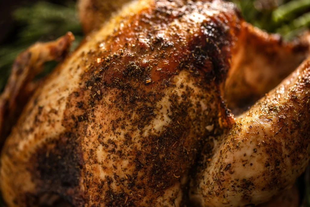 Juicy Herb-Roasted Spatchcock Turkey with crispy skin and fresh herbs on a platter