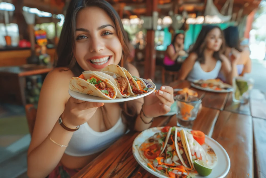 Grilled fish tacos topped with fresh avocado salsa, served on a plate.