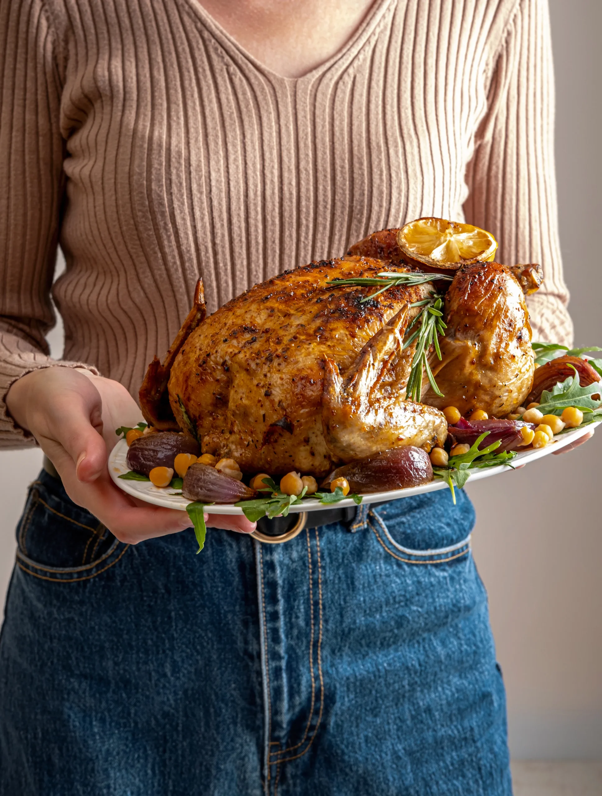 Juicy Herb-Roasted Spatchcock Turkey with crispy skin and fresh herbs on a platter