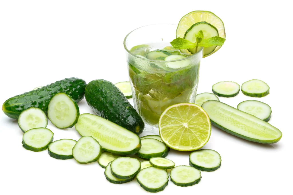 Cucumber & Mint Detox Water
Cucumber and Mint Detox Water in a glass with fresh ingredients