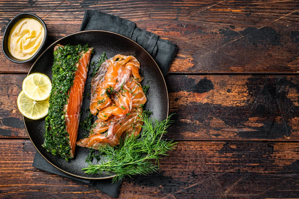Homemade Smoked Salmon Recipe on Wooden Board