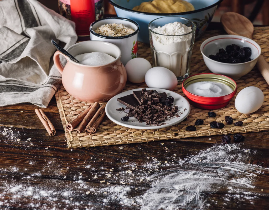 Molten chocolate lava cake for two with warm gooey chocolate center on dessert plate
