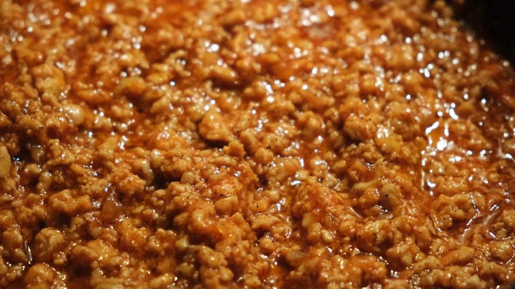 Juicy, flavorful taco meat cooked with garlic and spices, ready to serve in tacos or taco bowls