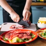 Delicious quick pastrami sandwich with rye bread, pickles, and mustard ready to serve