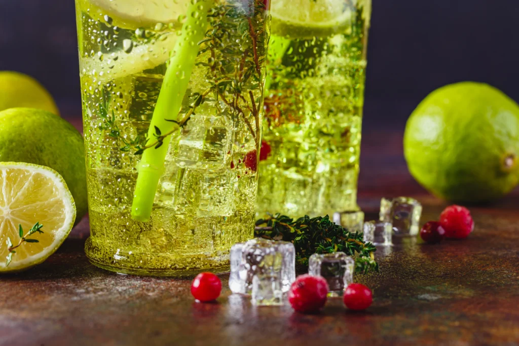 Healthy natural Mounjaro drink made with fresh ingredients in a glass jar