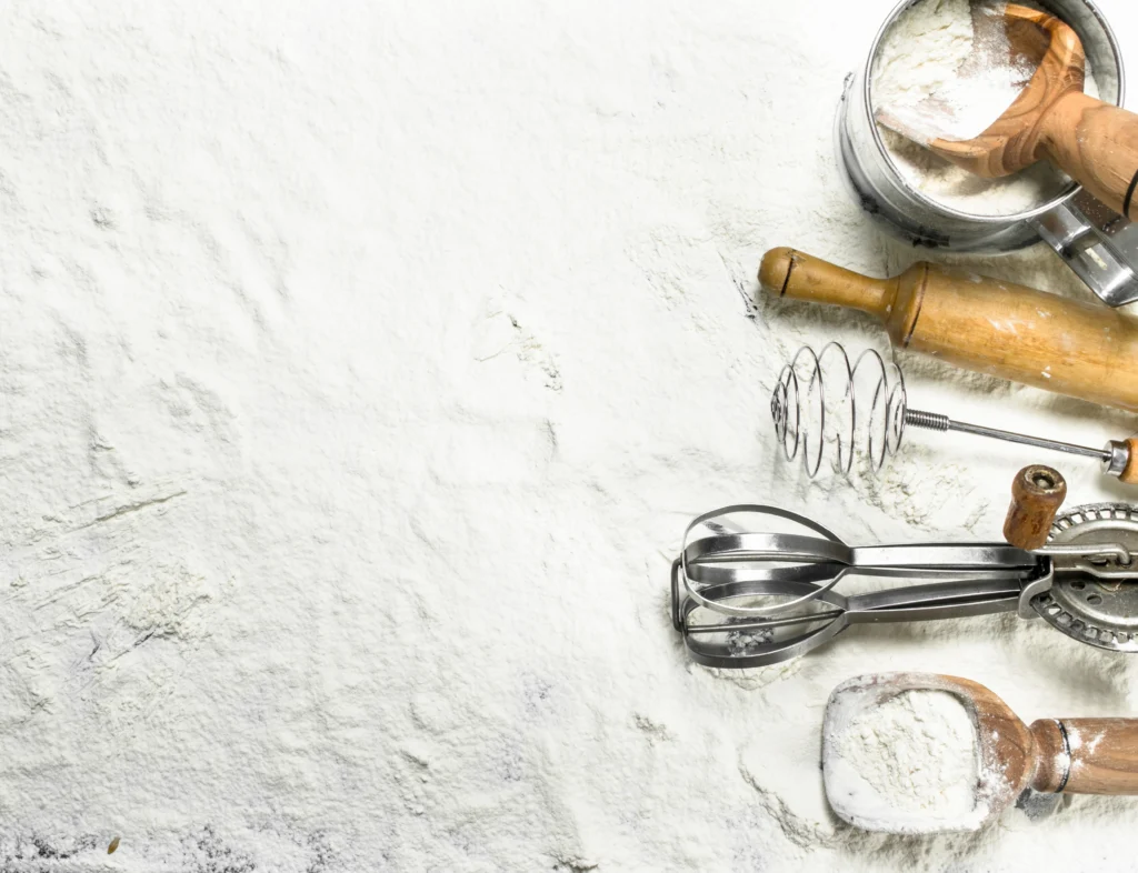 Homemade self-rising flour made with only three ingredients in a mixing bowl
