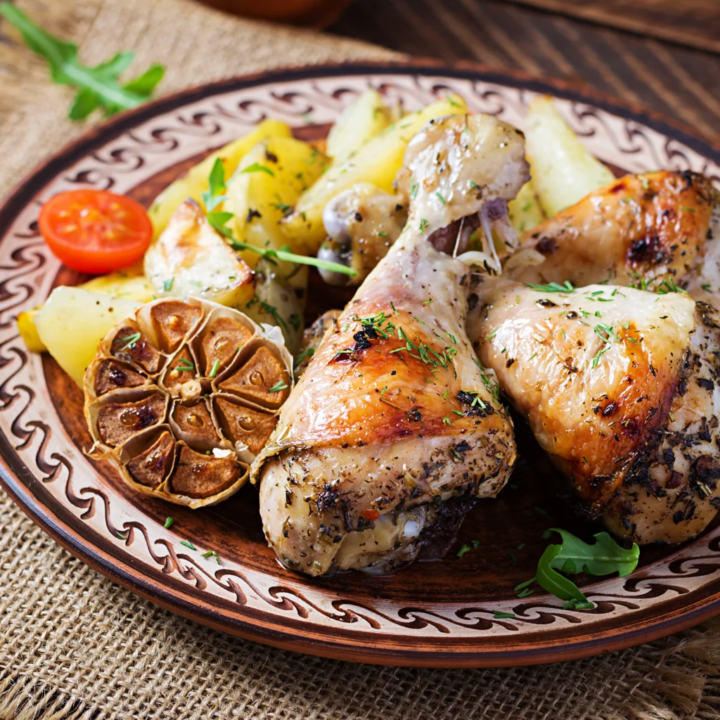 A variety of healthy crockpot meals including vegetable stew, chicken with herbs, and lentil soup served in bowls on a rustic kitchen table.