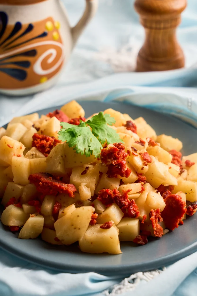 Savory corned beef hash with crispy potatoes, onions, and herbs cooked in a skillet