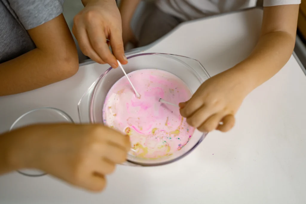 Amazing oobleck recipe showing slime-like non-Newtonian fluid made from cornstarch and water in a bowl