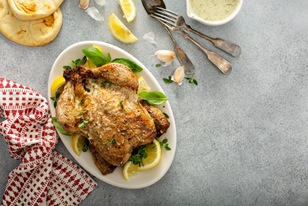 Garlic Herb Cornish Hen
Golden roasted Cornish hen seasoned with garlic and fresh herbs, served on a rustic platter with roasted vegetables for a simple flavorful dinner.
