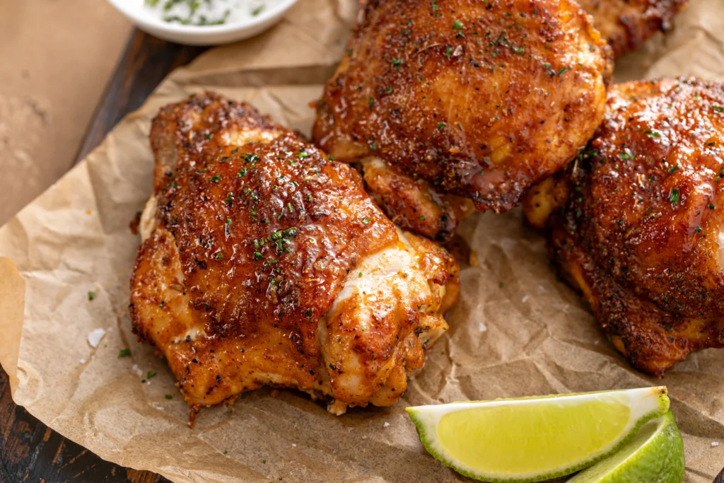 Grilled smoky chipotle chicken glazed with spicy sauce, served with fresh herbs and a charred, flavorful finish.