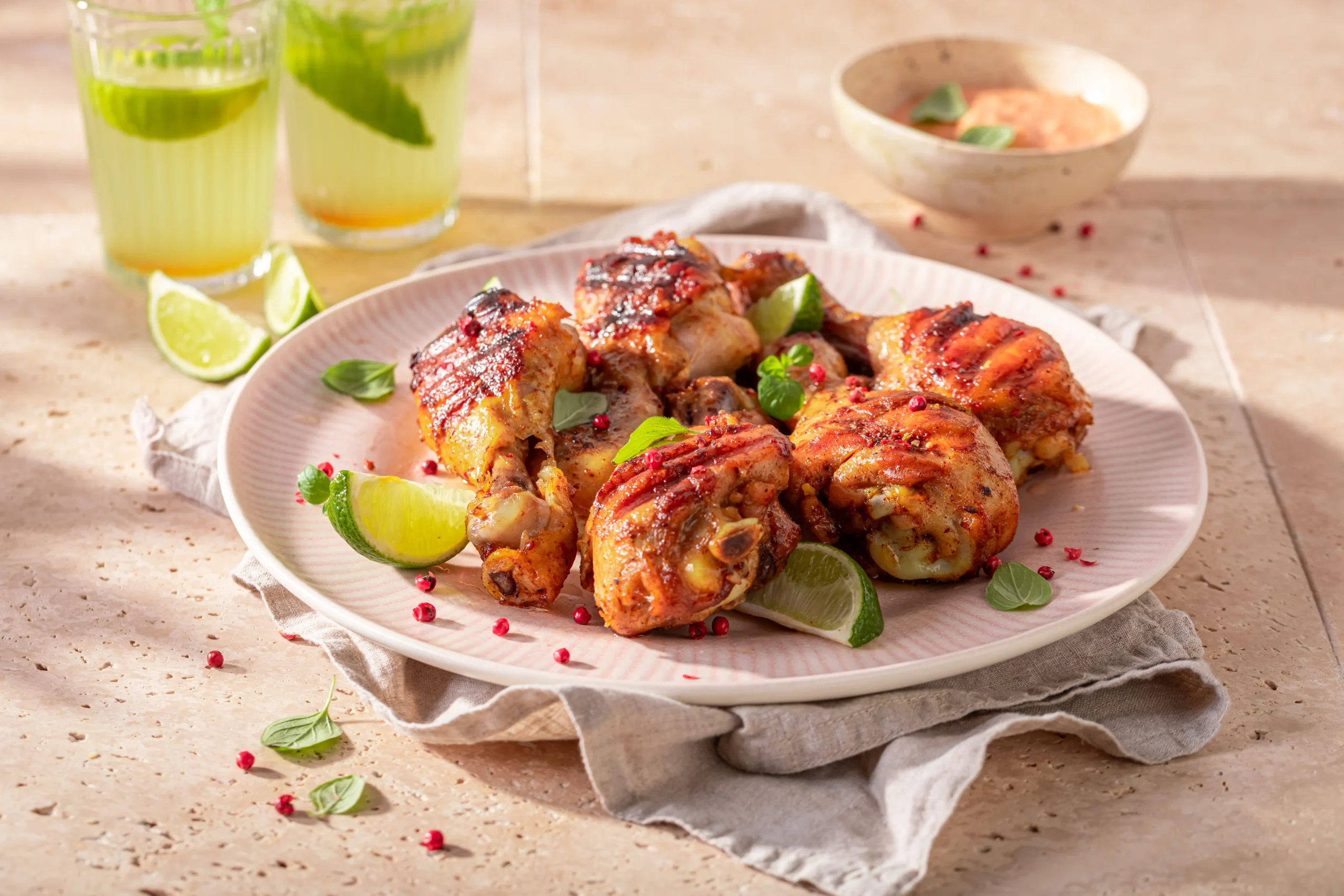 Grilled smoky chipotle chicken glazed with spicy sauce, served with fresh herbs and a charred, flavorful finish.