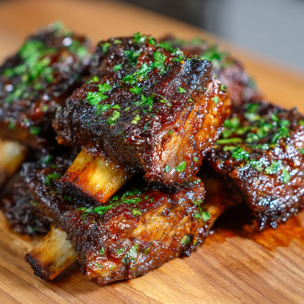 Simple Beef Ribs
Juicy homemade beef ribs glazed with rich sauce, served on a wooden platter with roasted vegetables, perfect beginner-friendly recipe.
