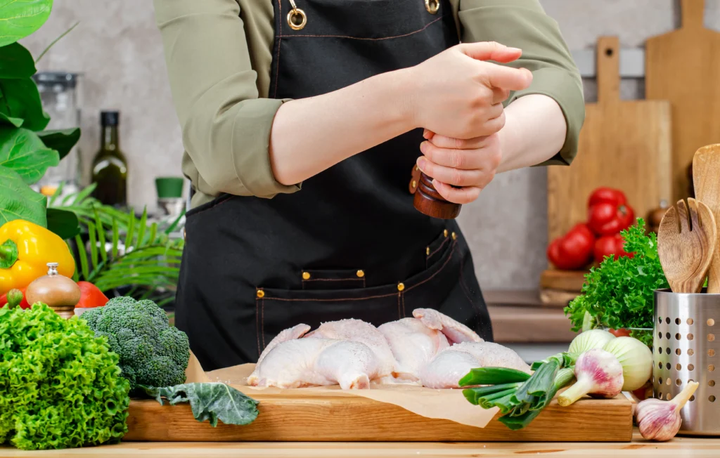 Juicy grilled chicken marinated in a flavorful blend of garlic, herbs, olive oil, lemon juice, and spices, served fresh off the grill.