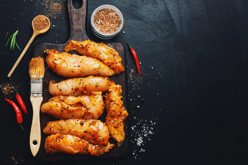 Chicken Marinade recipe
Juicy grilled chicken marinated in a flavorful blend of garlic, herbs, olive oil, lemon juice, and spices, served fresh off the grill.