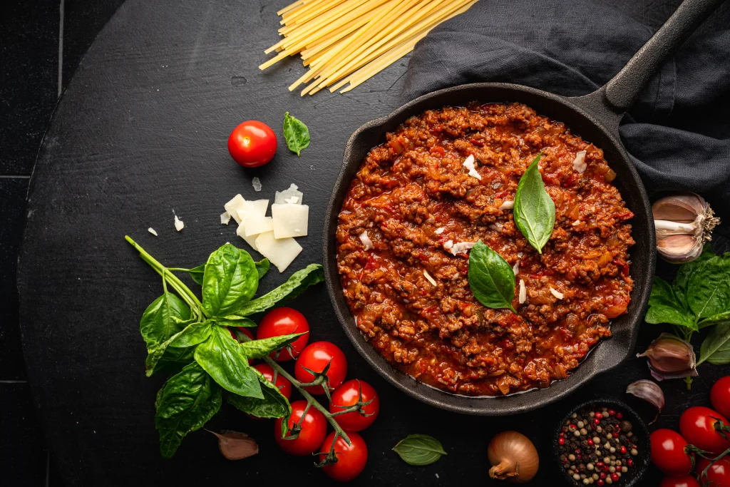 Classic Bolognese sauce under $10 served with pasta